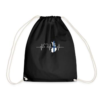 Finland Heartbeat Flag Vintage Finland - Drawstring Bag - black - Front