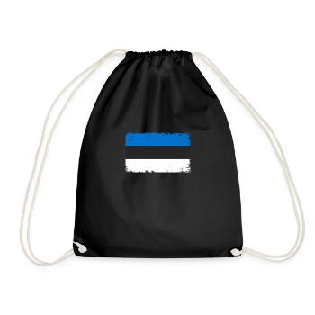 Estonia Heartbeat Flag Vintage Estonia - Drawstring Bag - black - Front