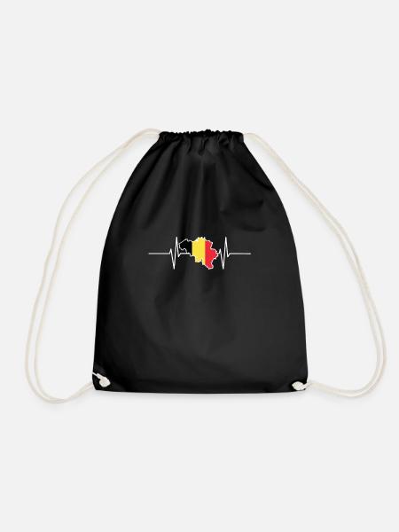 Belgien Herzschlag Flagge Vintage Belgien - Turnbeutel - Schwarz