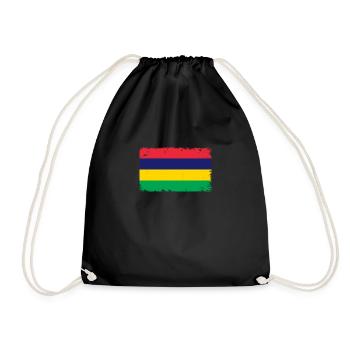 Mauritius Heartbeat Flag Vintage Mauritius - Drawstring Bag - black - Front