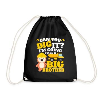 Big brother I will be a construction vehicle - Drawstring Bag - black - Front