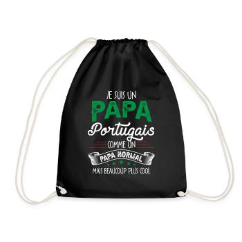 Papa Portugais Humour Cadeau De Noël Personnalisé - Sac de sport léger - noir - Devant
