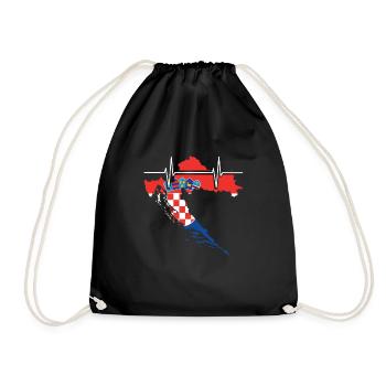 Croatia Heartbeat Flag Vintage Croatia - Drawstring Bag - black - Front