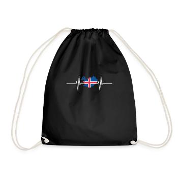Island Herzschlag Flagge Vintage Island - Turnbeutel - Schwarz - Vorne