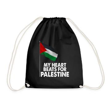 Mon cœur bat pour la Palestine Cadeau amusant - Sac de sport léger - noir - Devant