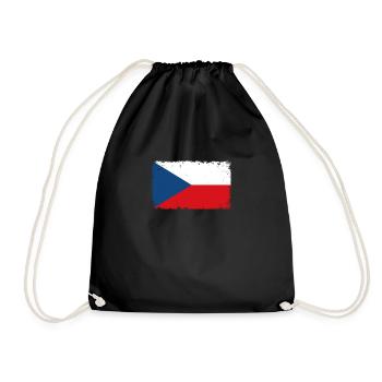 Czech Republic Heartbeat Flag Vintage Czech Republic - Drawstring Bag - black - Front