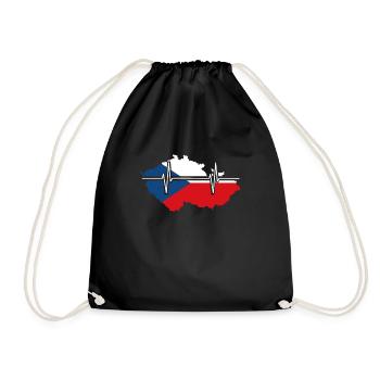 Czech Republic Heartbeat Flag Vintage Czech Republic - Drawstring Bag - black - Front