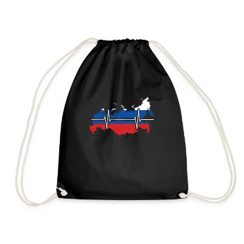 Russie Battements de cœur Drapeau Russie - Sac de sport léger - noir - Devant