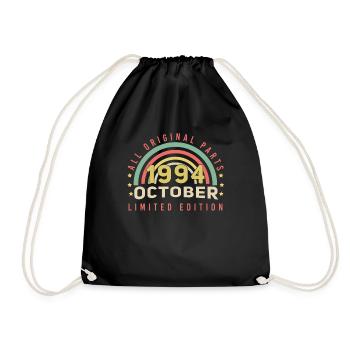 Jahrgang 1994 Oktober Geschenkidee - Turnbeutel - Schwarz - Vorne