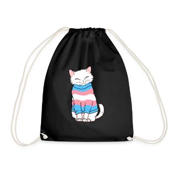 Niedliche Transgender-Katze - Turnbeutel - Schwarz - Vorne