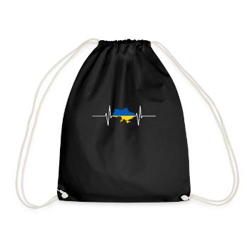 Ukraine Heartbeat Flag Vintage Ukraine - Drawstring Bag - black - Front