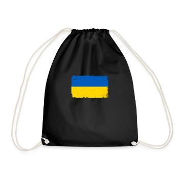 Ukraine Heartbeat Flag Vintage Ukraine - Drawstring Bag - black - Front