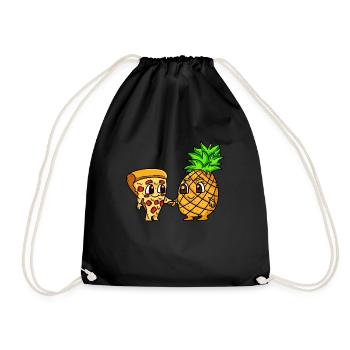Pizza ANanas Hawaii dear friends - Drawstring Bag - black - Front
