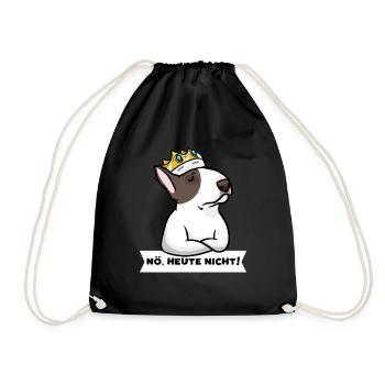 Sturer Miniatur Bullterrier Hund - Turnbeutel - Schwarz - Vorne