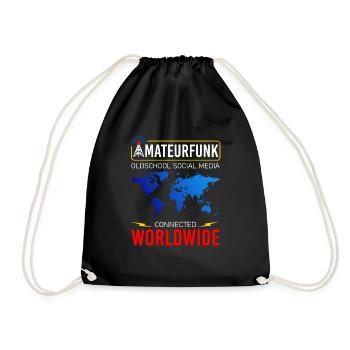 amateur radio, connected with friends worldwide - Drawstring Bag - black - Front