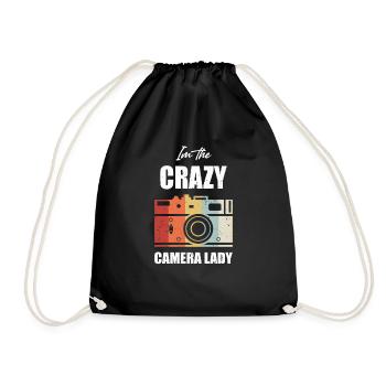 I Am The Crazy Camera Lady Photography Photo - Drawstring Bag - black - Front