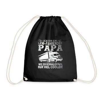 LKW Fahrender Papa LKW-Fahrer Fernfahrer Geschenk - Turnbeutel - Schwarz - Vorne