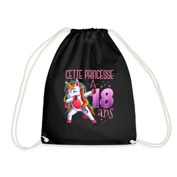 18 Ans Cadeau Anniversaire Fille Licorne Princesse - Sac de sport léger - noir - Devant