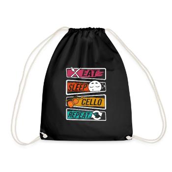 Cello - Eat Sleep Cello Repeat - Drawstring Bag - black - Front