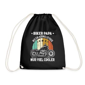 Biker Papa Nur Viel Cooler Motorrad Vatertag - Turnbeutel - Schwarz - Vorne