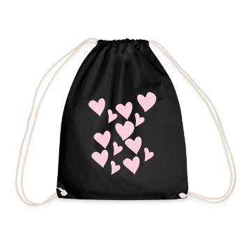 Delicate Pink Hearts - Drawstring Bag - black - Front