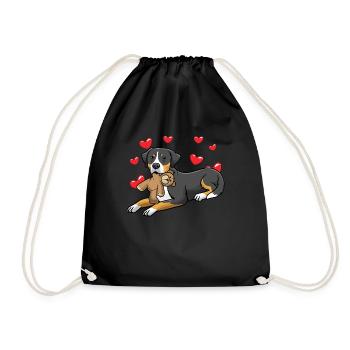 Large Swiss Mountain Dog Dog with cuddly toy - Drawstring Bag - black - Front