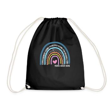 Mental Health Nurse Cute Rainbow - Drawstring Bag - black - Front