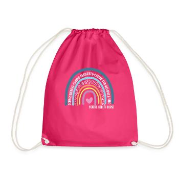 Mental Health Nurse Cute Rainbow - Drawstring Bag - fuchsia - Front