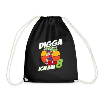 Digga Was Geht Fußball Dab Dabbing 8.Geburtstag - Turnbeutel - Schwarz - Vorne