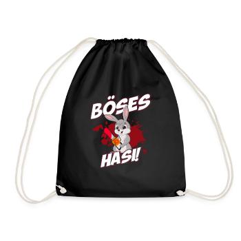 Böses Hasi Hase Ostern Halloween Lustiges Geschenk - Turnbeutel - Schwarz - Vorne
