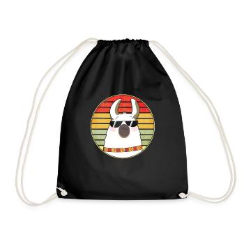 Cooles Lama Alpaca mit Sonnenbrille Geschenk - Turnbeutel - Schwarz - Vorne