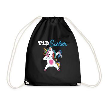 Diabète de type 1 Dabbing licorne pour soutenir sa sœur - Sac de sport léger - noir - Devant
