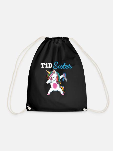 Type 1 Diabetes Dabbing unicorn to Support sister - Turnbeutel - Schwarz
