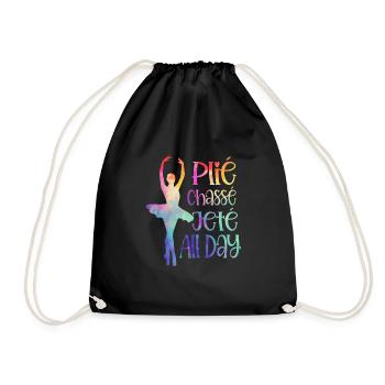 Ballerina Plié Chassé Jeté Ballet Dancer - Drawstring Bag - black - Front