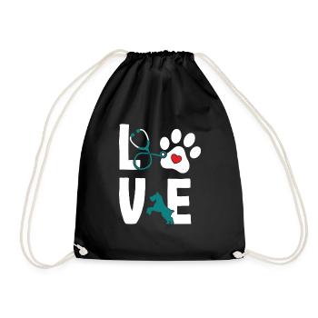 Love Tierarzt Tierärztin Veterinär - Turnbeutel - Schwarz - Vorne