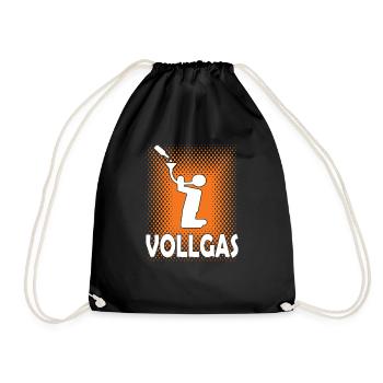 Vollgas Achtung Trichtern Shirt Schild - Turnbeutel - Schwarz - Vorne