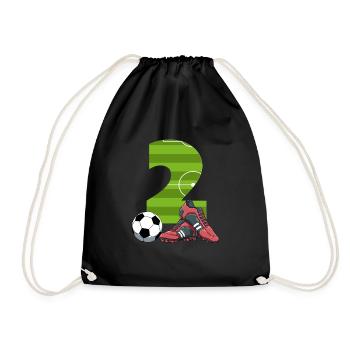 Zweiter Geburtstag Fußball 2 Jahr alt Junge - Turnbeutel - Schwarz - Vorne