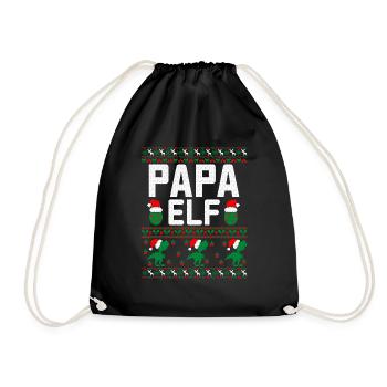 Papa Elf hässlicher Weihnachtspullover - Turnbeutel - Schwarz - Vorne