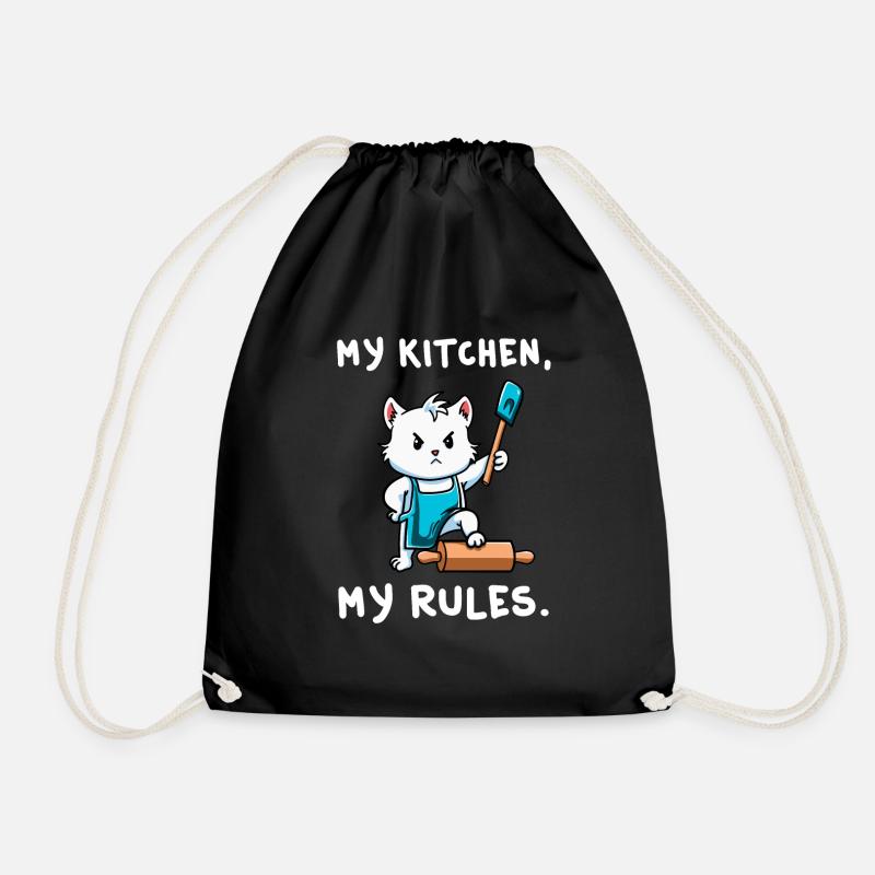 Katze Meine Küche Meine Regeln Backen Geschenk - Turnbeutel - Schwarz