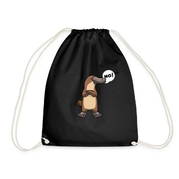 Stubborn platypus funny animals - Drawstring Bag - black - Front