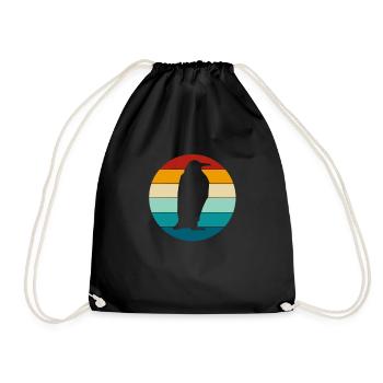 Pinguin Pinguine Retro Vintage Bunt Geschenk - Turnbeutel - Schwarz - Vorne