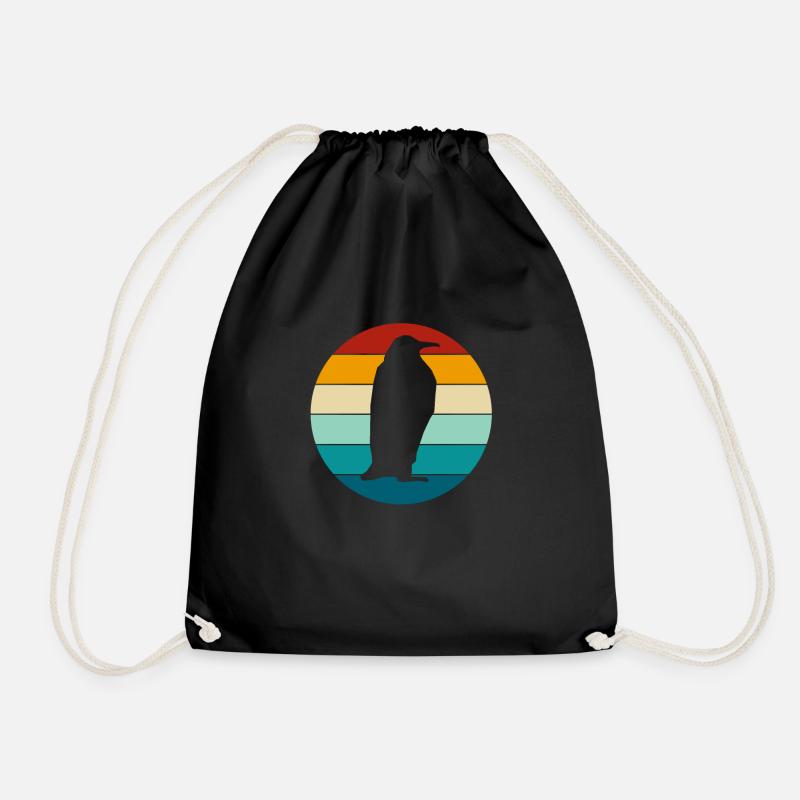 Pinguin Pinguine Retro Vintage Bunt Geschenk - Turnbeutel - Schwarz