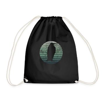 Pinguin Pinguine Retro Vintage Bunt Geschenk - Turnbeutel - Schwarz - Vorne