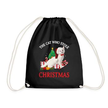 Weihnachten Katze weiß - Turnbeutel - Schwarz - Vorne