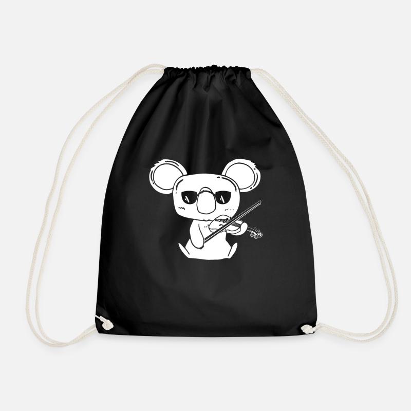 Violinist Violin Koala with Violin - Drawstring Bag - black