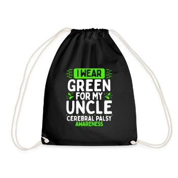 Cerebral Palsy Awareness Green Ribbon Uncle - Drawstring Bag - black - Front