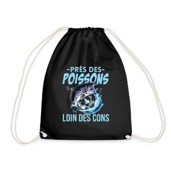 Près Des Poissons Loin Des Cons Cadeau Pêcheur - Sac de sport léger - noir - Devant