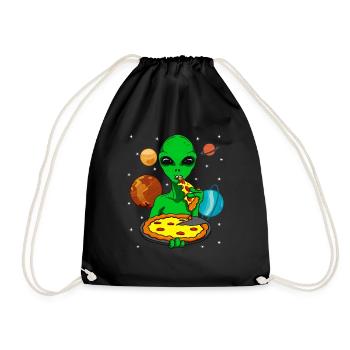 Alien Alien OVNI mangeant de la pizza - Sac de sport léger - noir - Devant