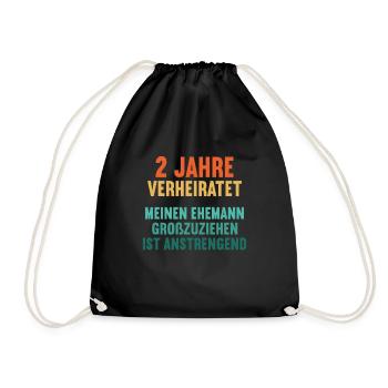 2 Jahre verheiratet lustig 2. Hochzeitstag - Turnbeutel - Schwarz - Vorne