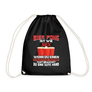 Bier Pong Trinkspiel Bierpong ist wie Sex - Turnbeutel - Schwarz - Vorne